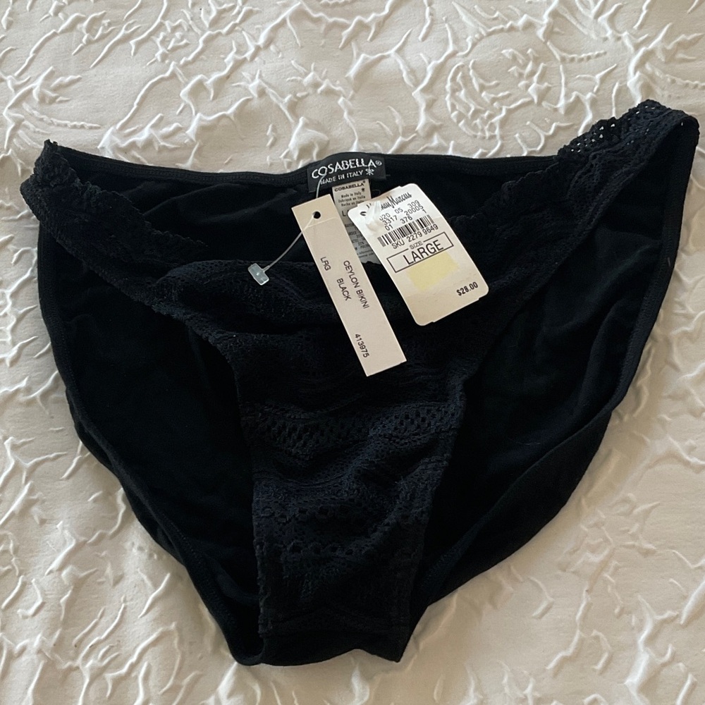 NWT COSABELLA BLACK LACE UNDERWEAR CEYLON BIKINI LARGE